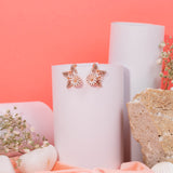 Half Star With Flower Earring In Rose Gold (5B)