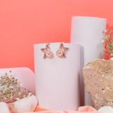 Half Star With Flower Earring In Rose Gold (5B)