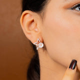 Half Star With Flower Earring In Rose Gold (5B)