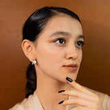 Half Star With Flower Earring In Rose Gold (5B)