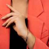 Dual Rose And White Gold Cross Lines Bracelet (6A)