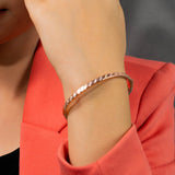 Dual Rose And White Gold Cross Lines Bracelet (6A)