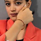 Dual  Spotted Stones Bracelet In Rose And White Gold (6B)