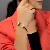 Dual Flower  Bracelet  In Rose Gold (6B)
