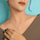 Cat Eye Butterfly Pendant With Chain In Rose Gold