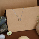 Celestial Stone Pendant With Chain In White Gold