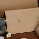 Celestial Stone Pendant With Chain In White Gold