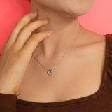 Celestial Stone Pendant With Chain In White Gold