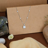 Baguette Cut Pendant chain In White Gold