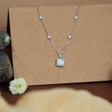 Baguette Cut Pendant chain In White Gold