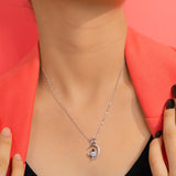 Pendant With Star And Moon In White Gold (4A)