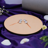 Round Shape Earrings With Droplets In Rose Gold