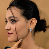 Round Shape Earrings With Droplets In Rose Gold