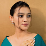 Round Shape Earrings With Droplets In Rose Gold