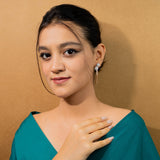 Round Shape Earrings With Droplets In Rose Gold