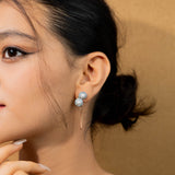 Round Shape Earrings With Droplets In Rose Gold