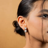 Round Shape Earrings With Droplets In Rose Gold