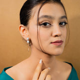 Round Shape Earrings With Droplets In Rose Gold