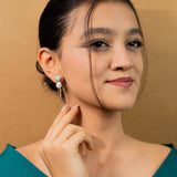 Round Shape Earrings With Droplets In Rose Gold