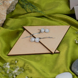 Round shape Earrings With Droplets White Gold