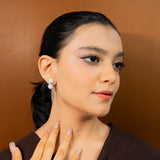 Round shape Earrings With Droplets White Gold