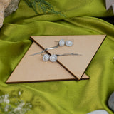 Round shape Earrings With Droplets White Gold