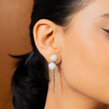 Round shape Earrings With Droplets White Gold