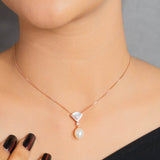 Mother of pearl with freshwater pearl pendant set rose gold