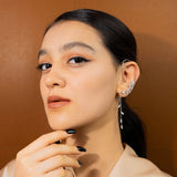 Flower Ear cuff With Droplets white gold