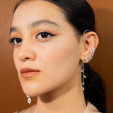 Flower Ear cuff With Droplets white gold