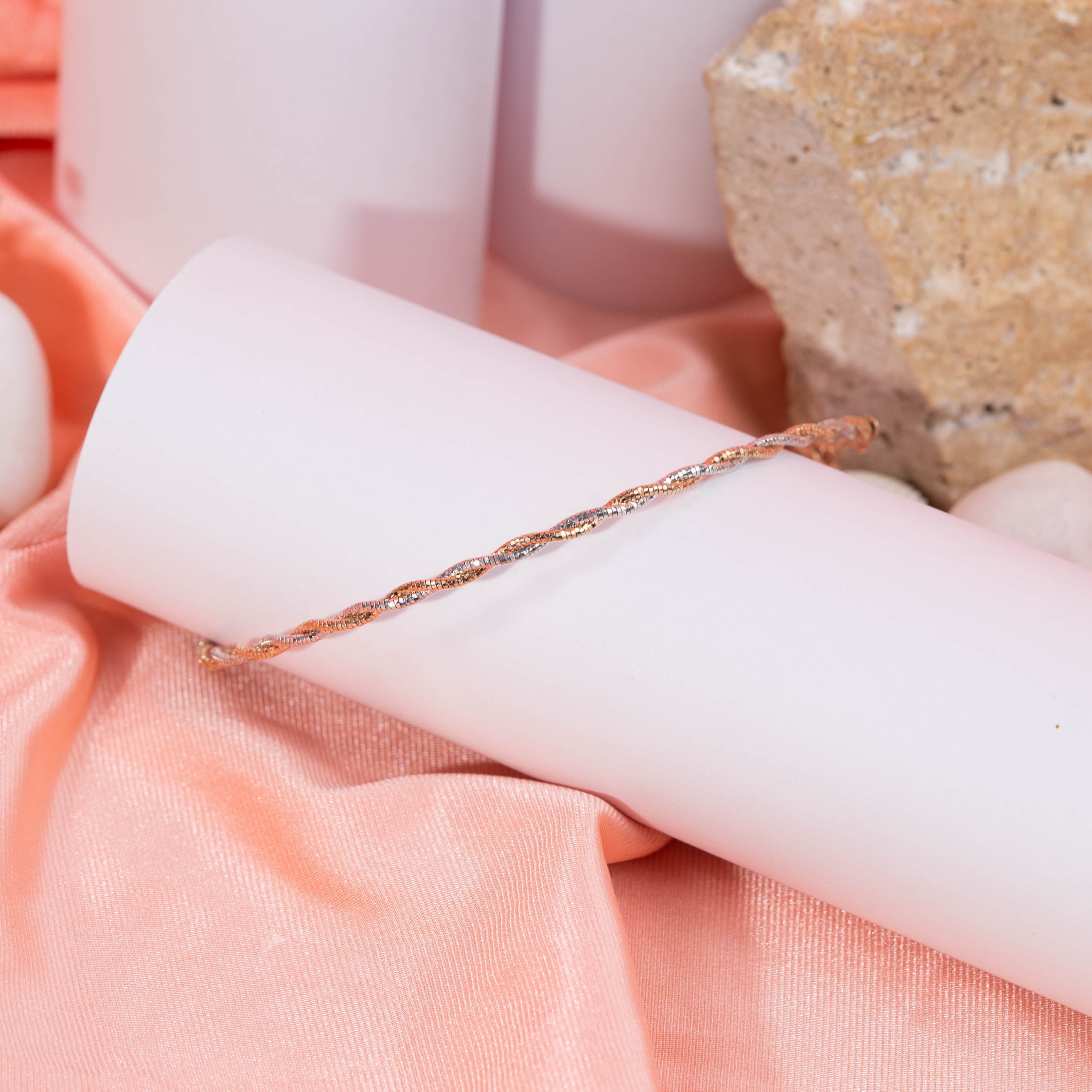 Twirl Rose Gold and white gold Anklets – Iyraa - Main Image