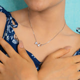 Mistletoe rose gold and white gold pendant with chain