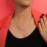 3 layer white gold italian chains