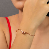 Adamant Lustrous Orb Bracelet With CZ Stones Rose Gold