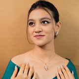 Cosmic ocean's Blossom Garden MOP Pendant with Earrings Rose Gold