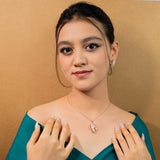 Cosmic ocean's Blossom Garden MOP Pendant with Earrings Rose Gold