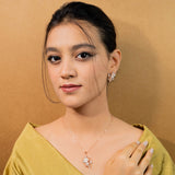 Cosmic ocean's Blossom Garden MOP Pendant with Earrings Rose Gold