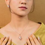 Cosmic ocean's Blossom Garden MOP Pendant with Earrings Rose Gold