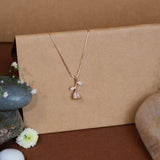 Rose Droplet Pendant with Chain In Rose gold