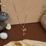 Crystal Garden Key Pendant chain In Rose Gold