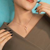 Crystal Garden Key Pendant chain In Rose Gold