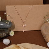 Crystal Garden Key Pendant chain In Rose Gold