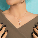 Crystal Garden Key Pendant chain In Rose Gold