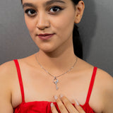 Crystal Garden Key Pendant chain in White Gold