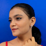 Flutter charm earrings : Half butterfly dangle delights - White Gold