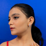 Flutter charm earrings : Half butterfly dangle delights - White Gold