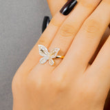 Golden Butterfly Glamour : Studded statement Ring