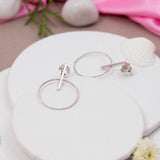 Circle Dangle Earrings In White Gold