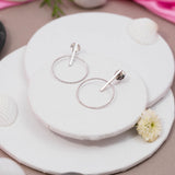 Circle Dangle Earrings In White Gold