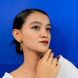 Rose Gold Cascading Chain With Leaf Droplets Earrings